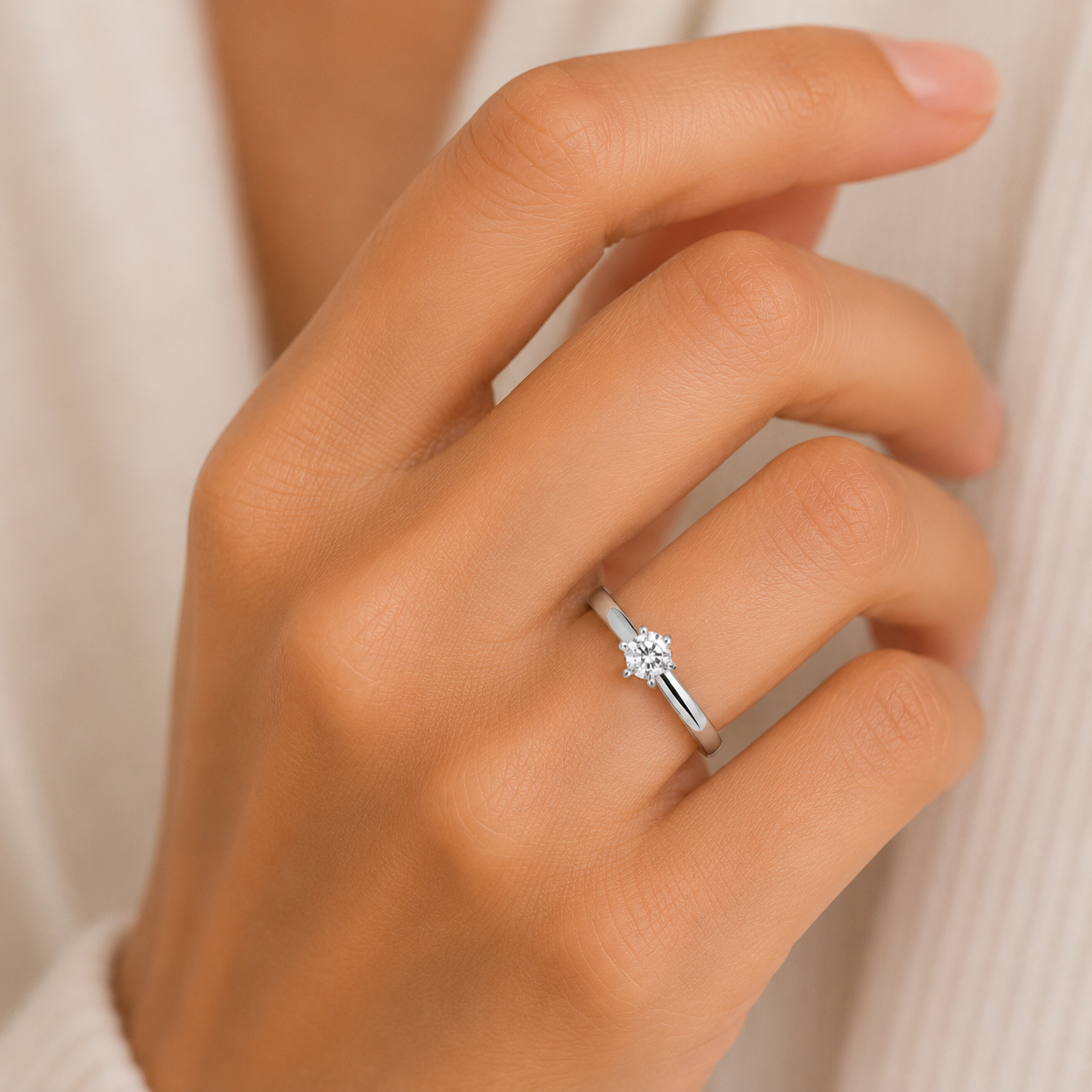 Anillo Solitario Diamante de Laboratorio Sofisticado en Plata 925