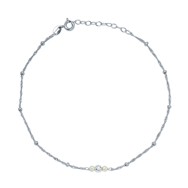 Tobillera Perla & Bolitas Plata