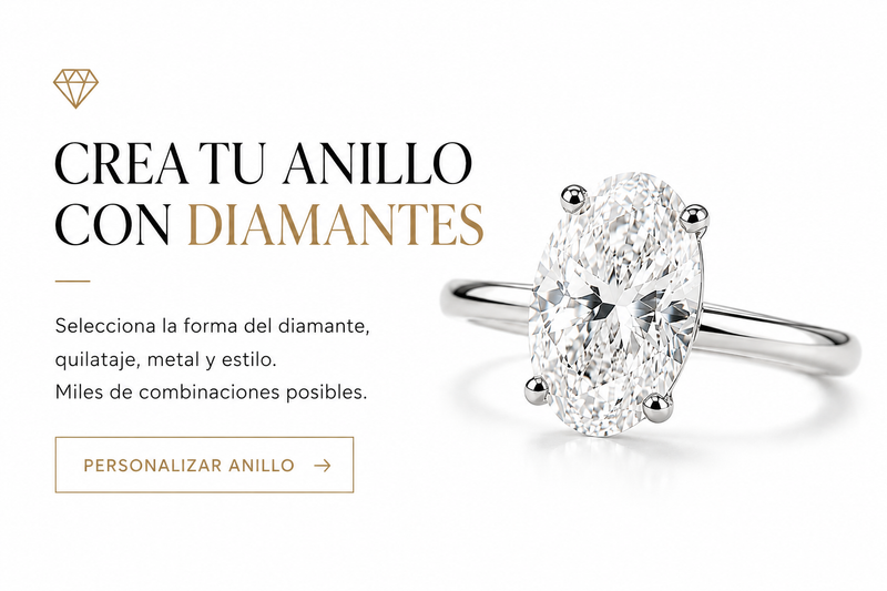 Anillo de compromiso con diamantes personalizado en oro blanco, diseñado a medida con diamante oval brillante. Joyería personalizada en Barcelona.