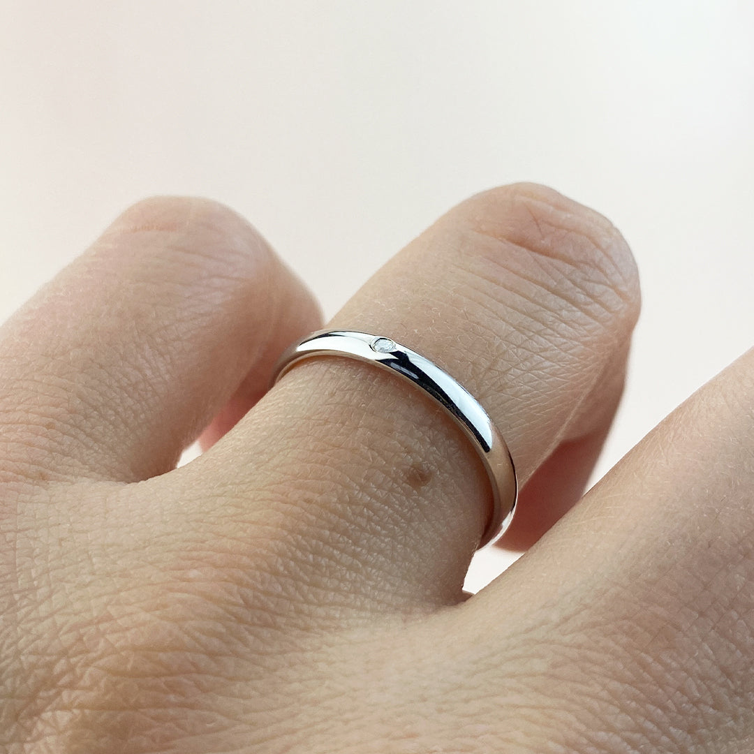 Alianza de Boda Media Caña 2mm Circonita Plata