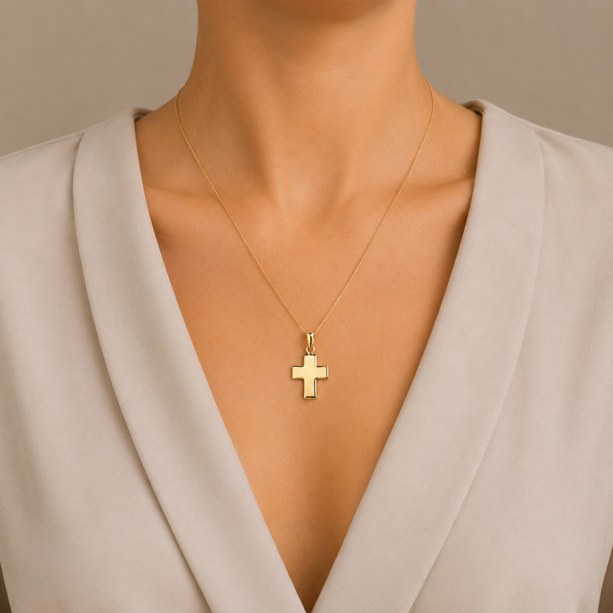 Colgante Cruz Lisa de Oro 9K Personalizado