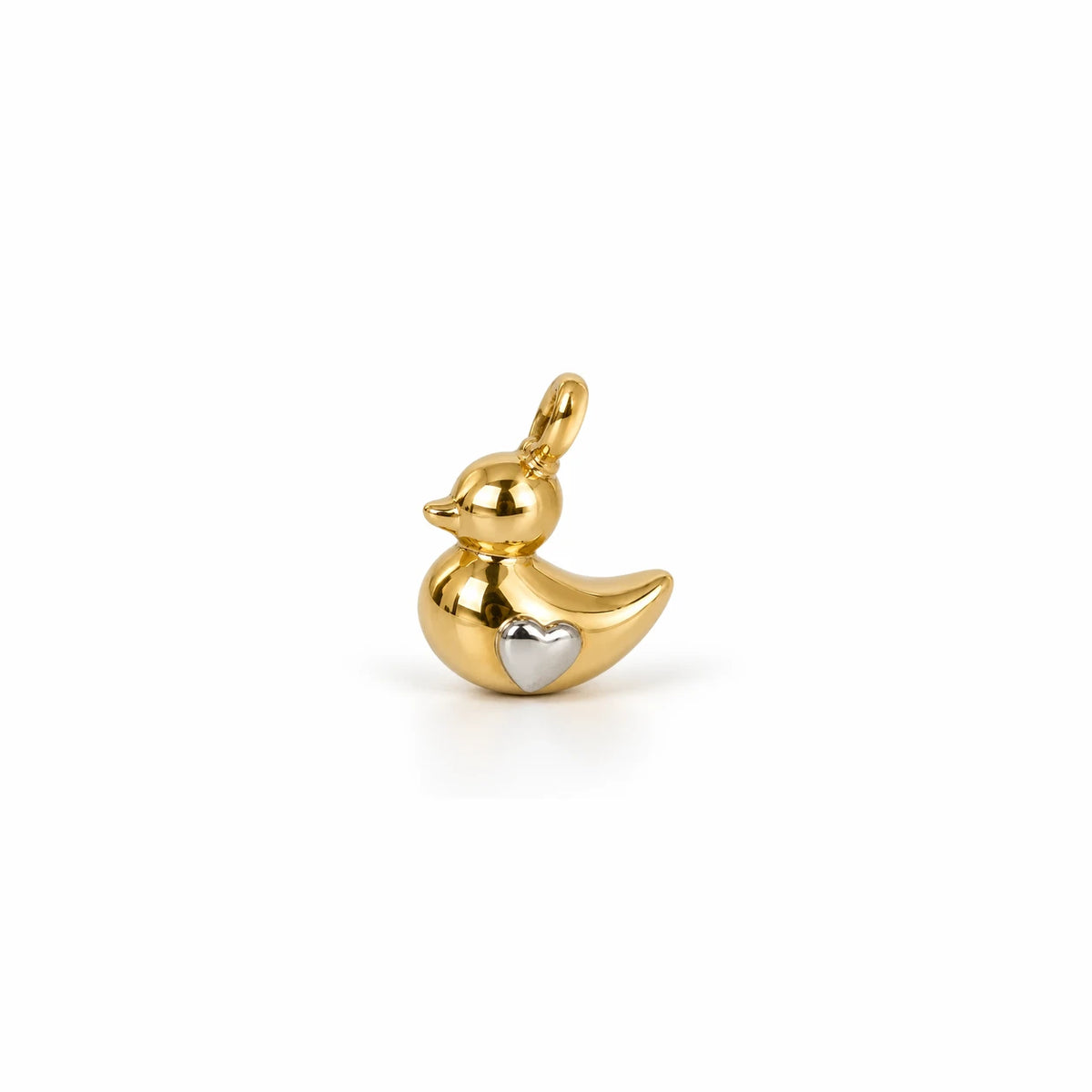 Colgante Mamá Pata de oro 9K personalizado con corazón, vista lateral – Customima