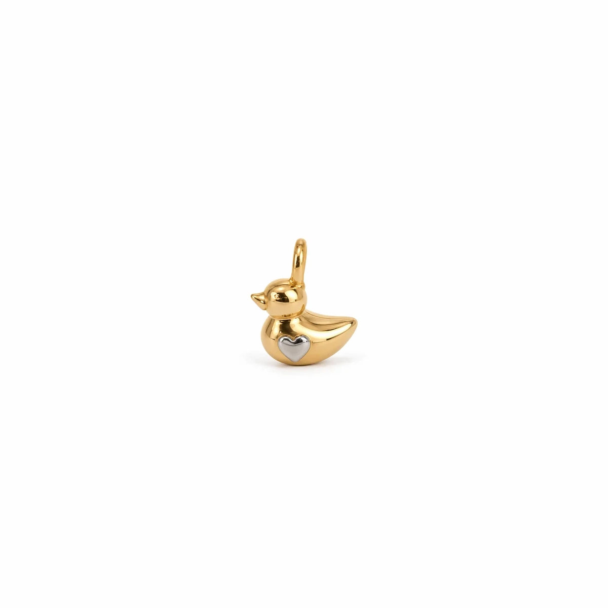 Colgante Patito de oro 9K personalizado con corazón, vista lateral – Customima