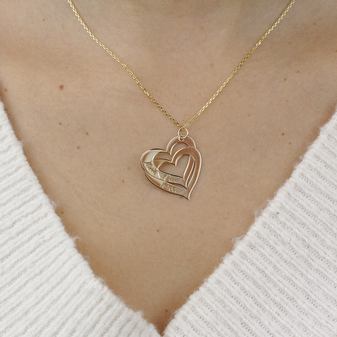Collar Corazones Grabados San Valentín