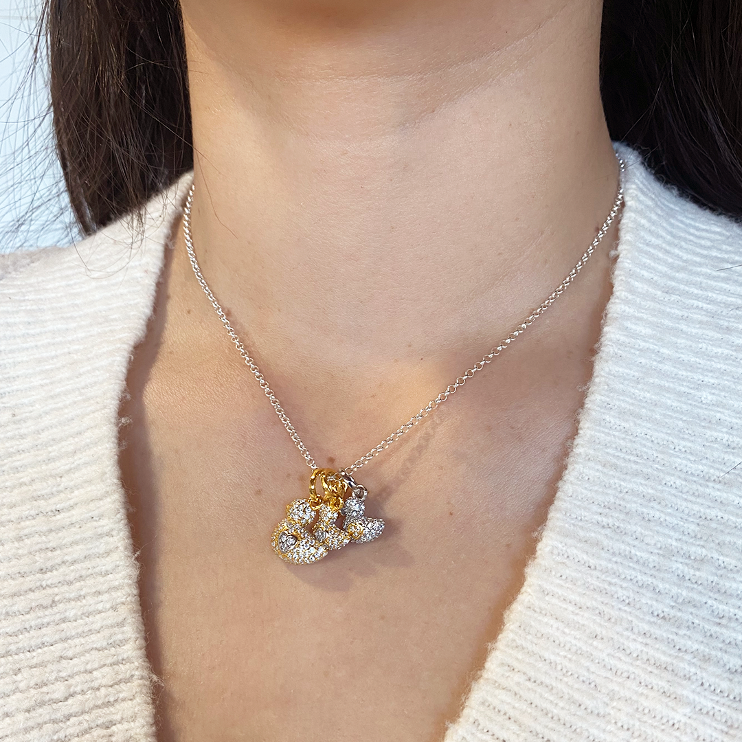 Collar Patitos Pavé Plata