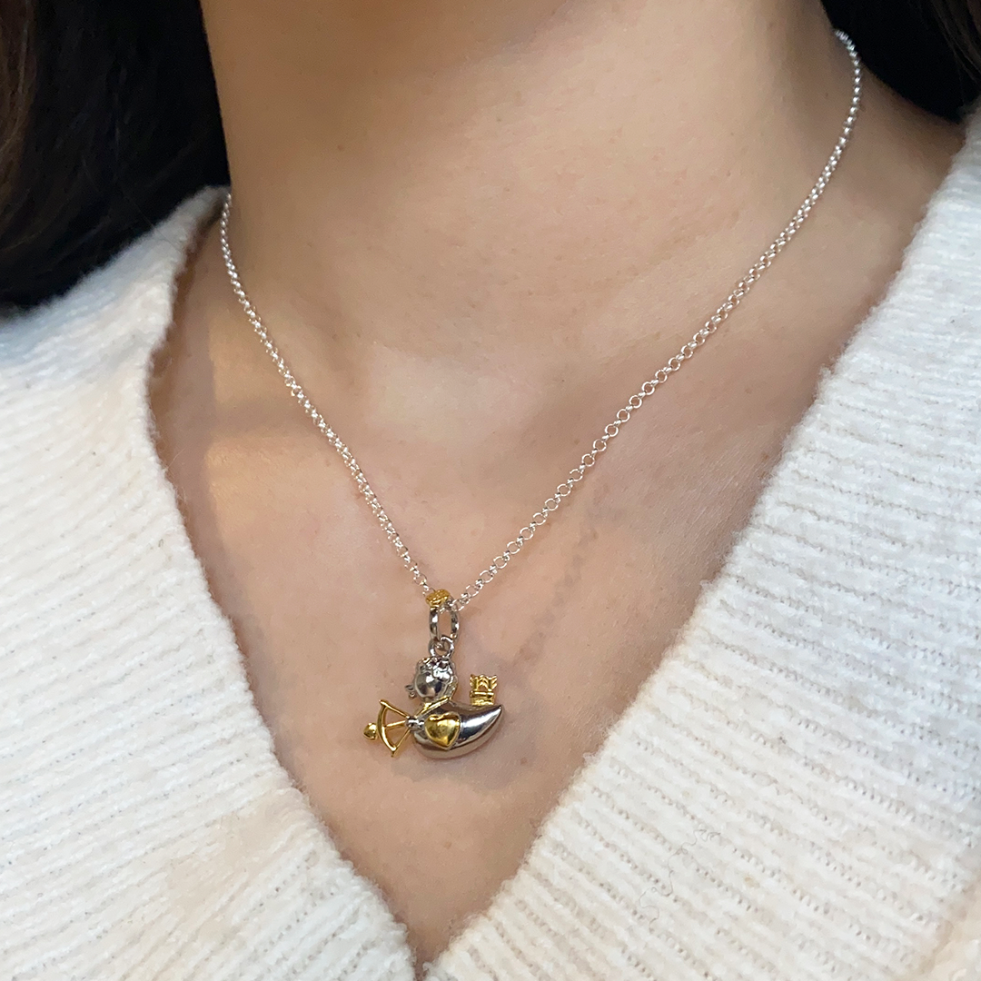 Colgante Patito Cupido personalizado con grabado Plata de ley 925 Regalo romántico para pareja