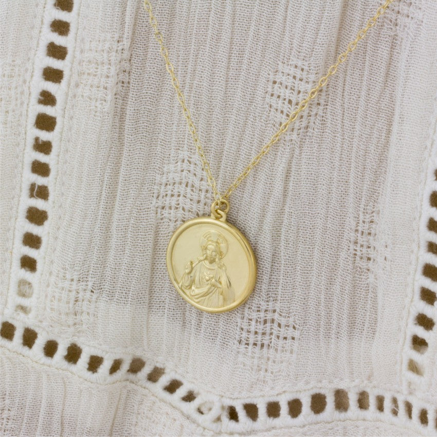 Escapulario y Cadena Virgen del Carmen y Sagrado Corazón