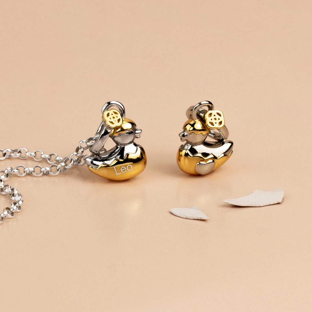 Colgante Patito Cascarón personalizado con grabado Plata 925