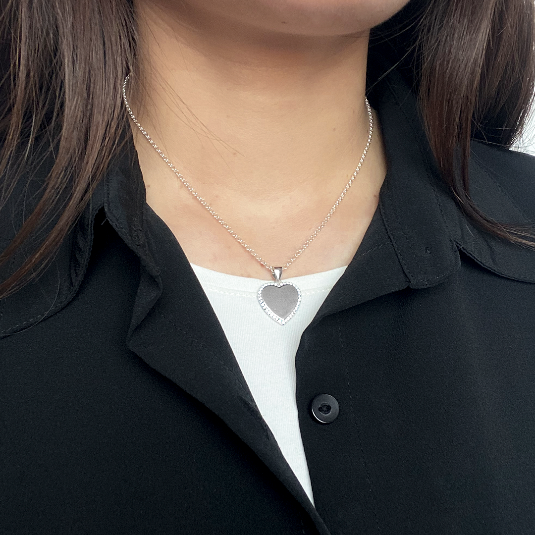 Collar Medalla Personalizable Corazón Circonitas Plata