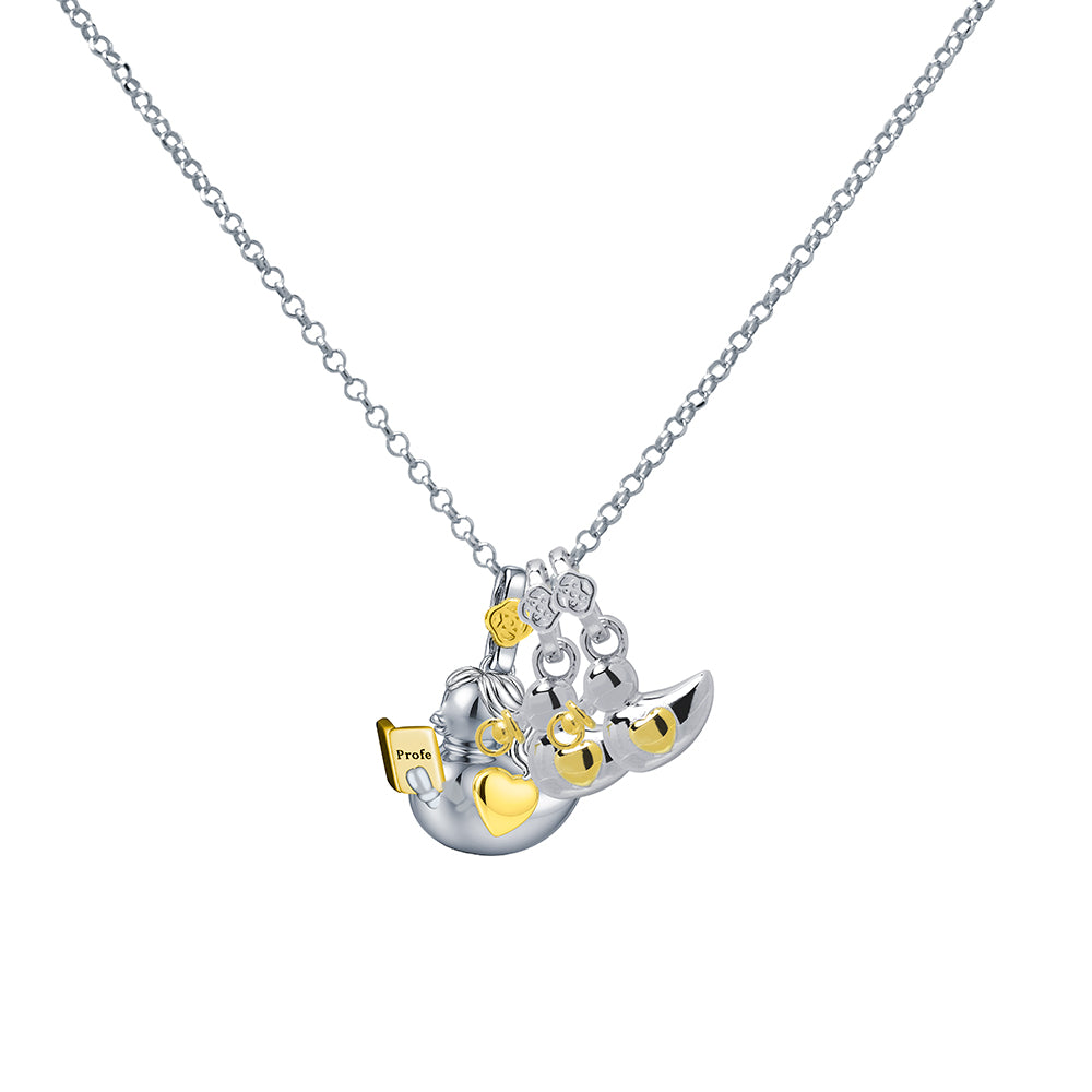 Colgante Profe con Patitos de Plata 925 Personalizado