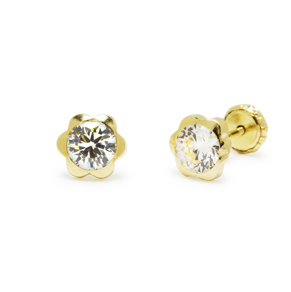 Pendientes Flor de Oro 9K con Circonitas