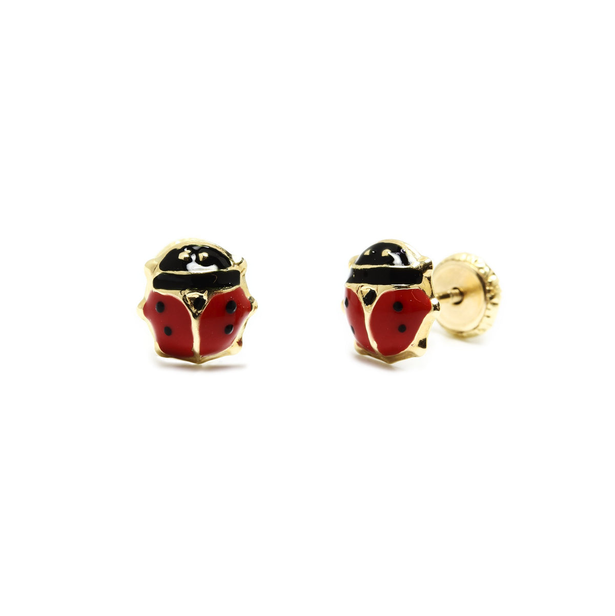 Pendientes Mariquita de Oro 9K con Esmalte