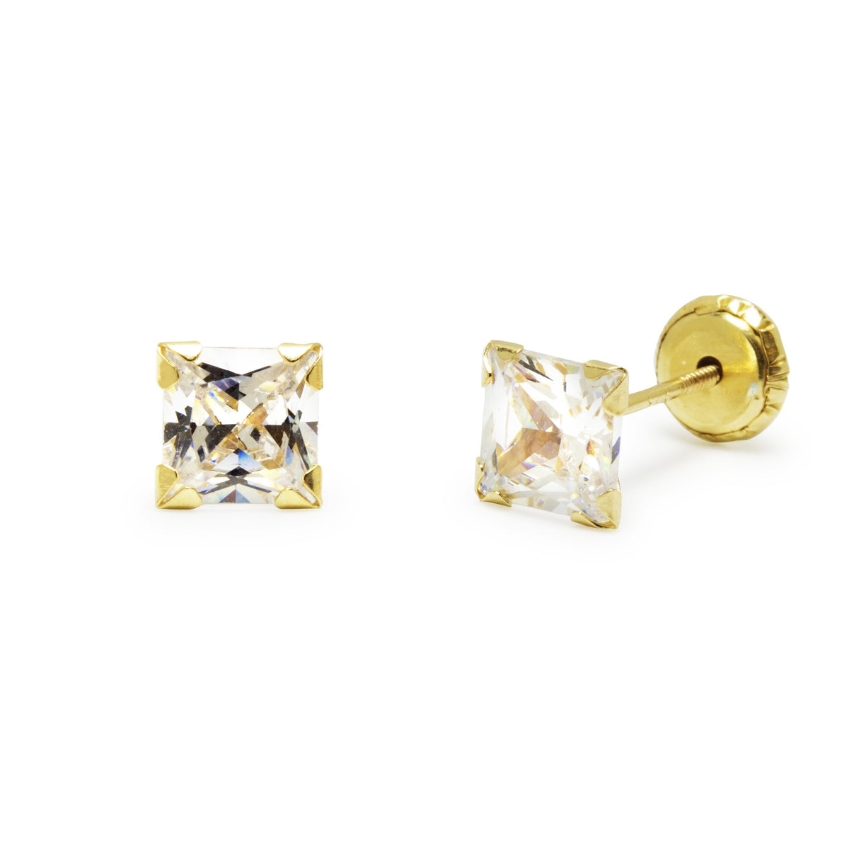 Pendientes de Oro 9K con Circonita Cuadrada