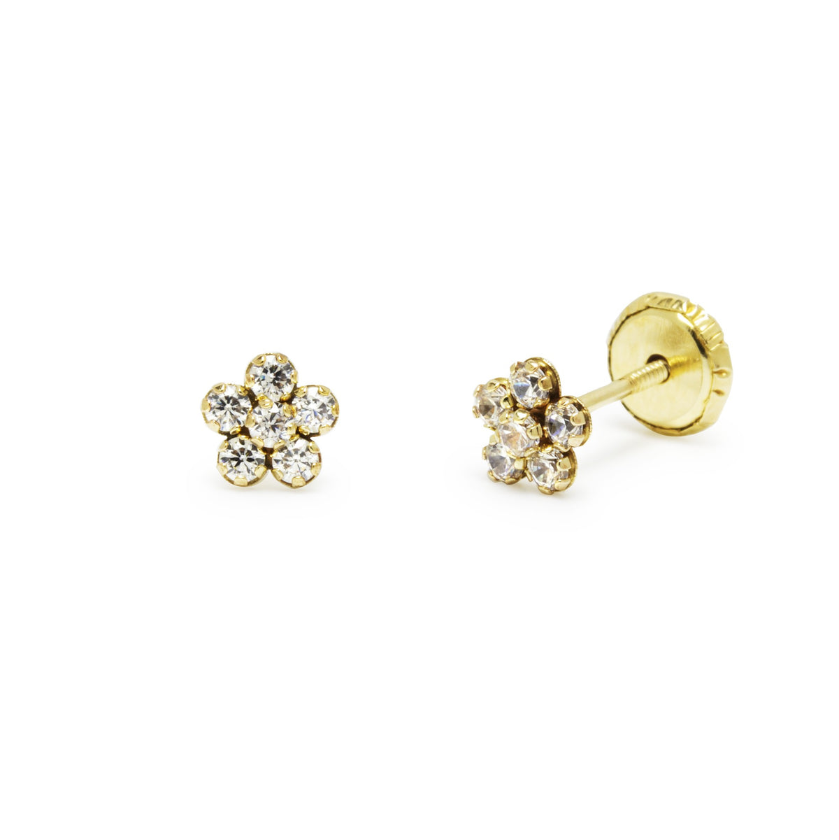 Pendientes Flor de Oro 9K con Circonitas