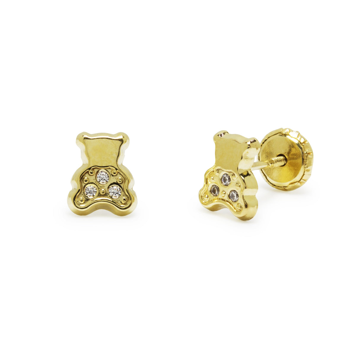 Pendientes Oso de Oro 9K con Circonitas