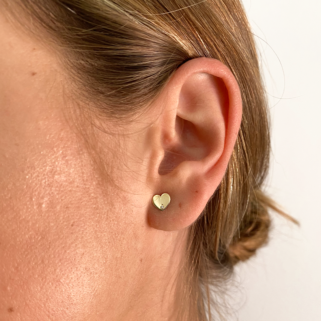 Pendientes Corazón Brillante Oro