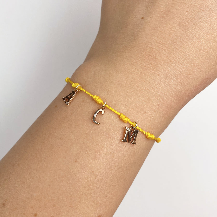 Pulsera 7 nudos 3 Iniciales y Diamante