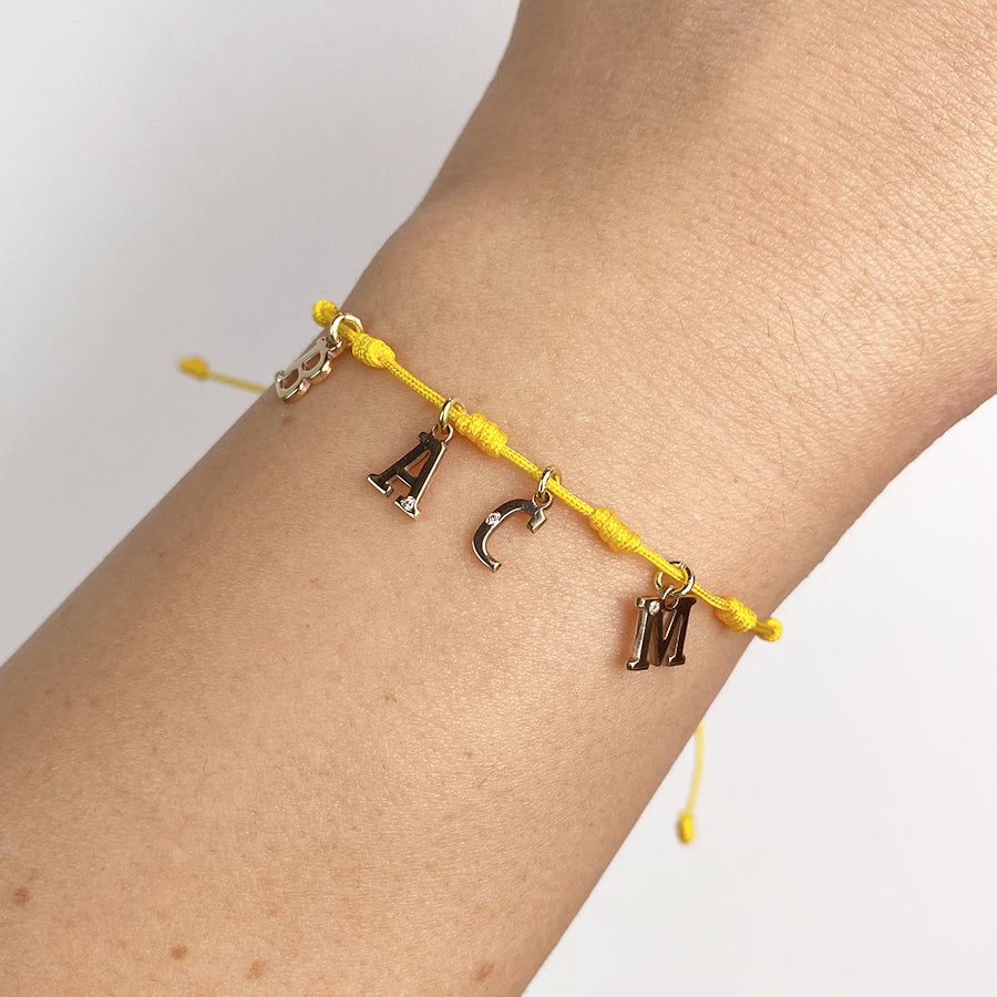 Pulsera 7 nudos 4 Iniciales y Diamante