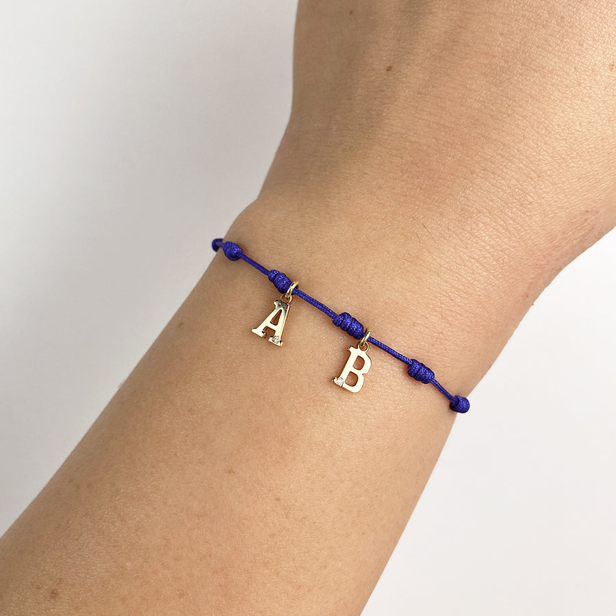 Pulsera 7 nudos 2 Iniciales y Diamante