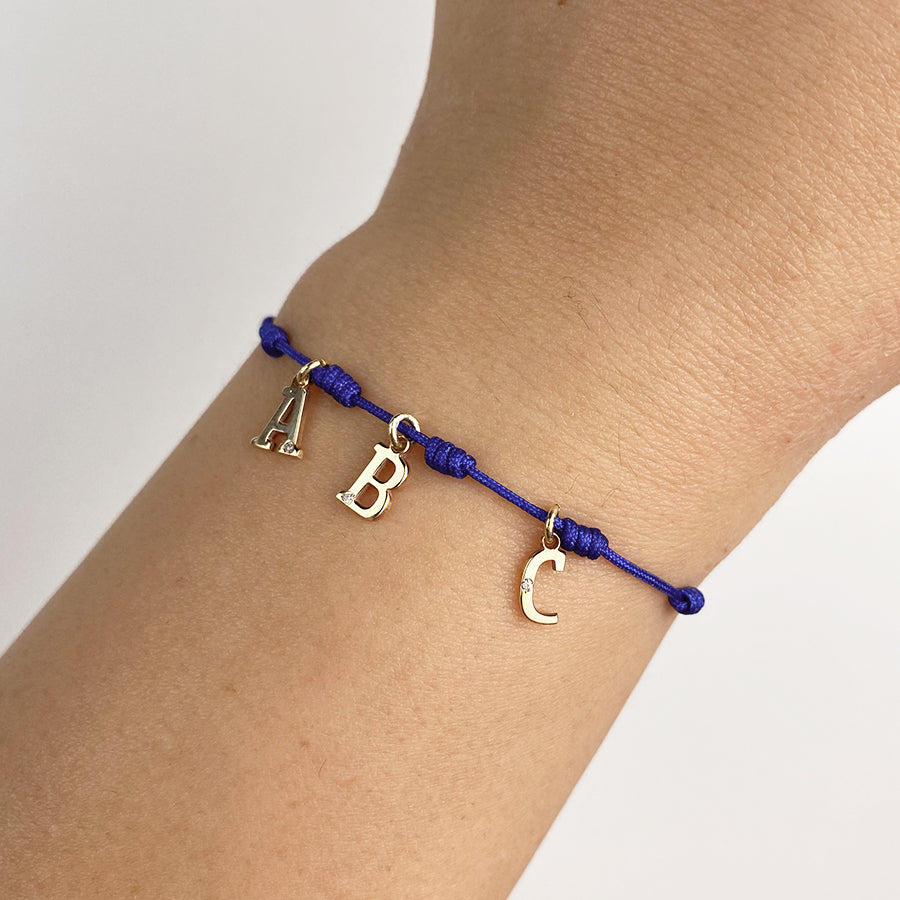 Pulsera 7 nudos 3 Iniciales y Diamante
