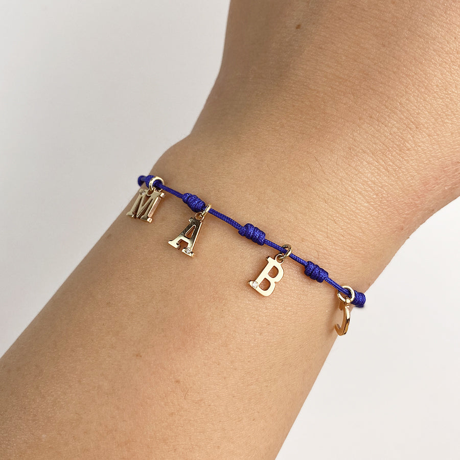 Pulsera 7 nudos 4 Iniciales y Diamante