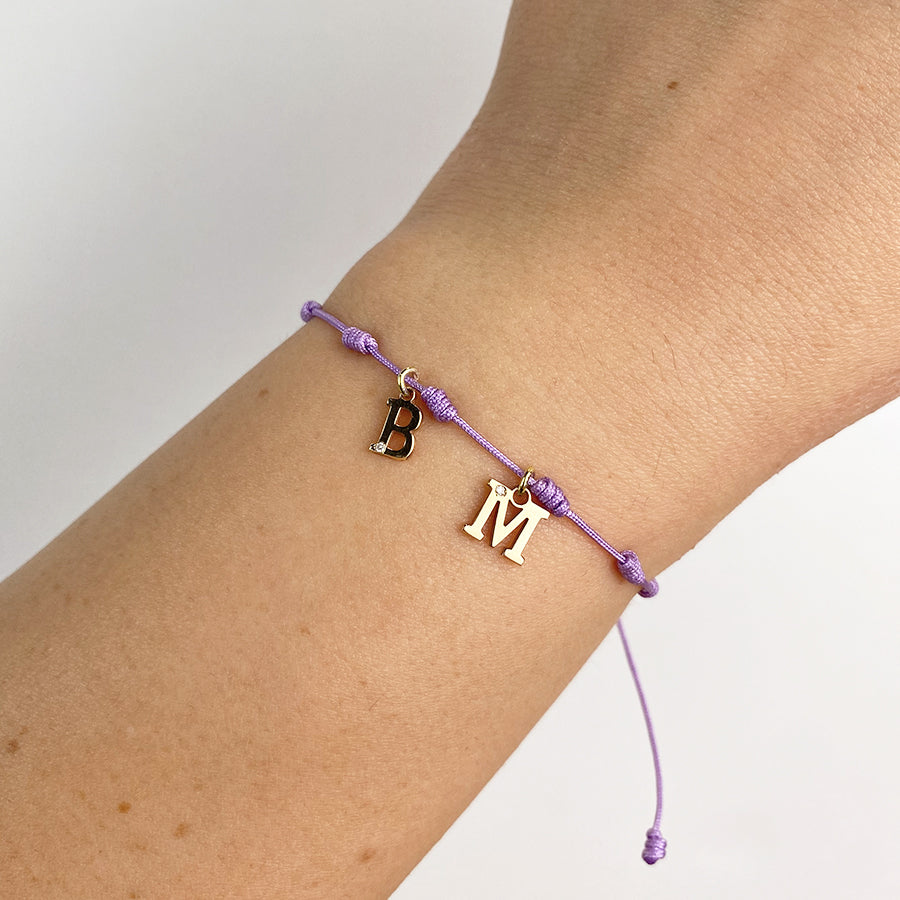 Pulsera 7 nudos 2 Iniciales y Diamante