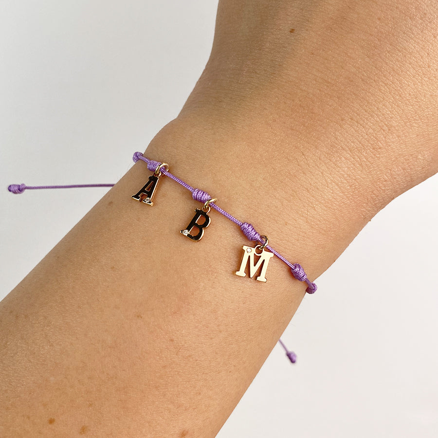 Pulsera 7 nudos 3 Iniciales y Diamante