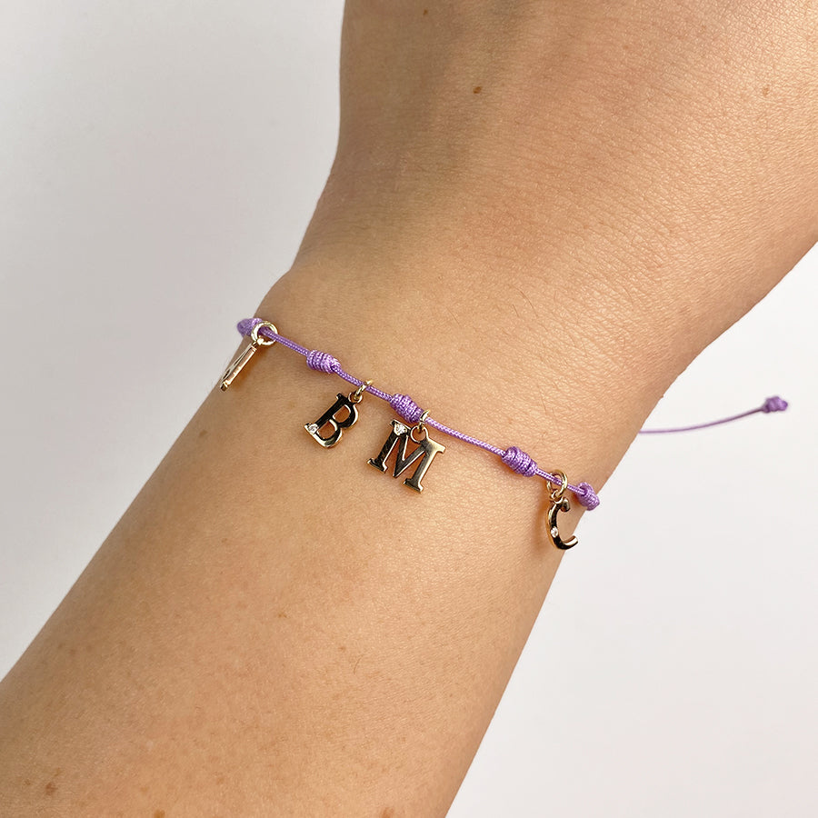 Pulsera 7 nudos 4 Iniciales y Diamante