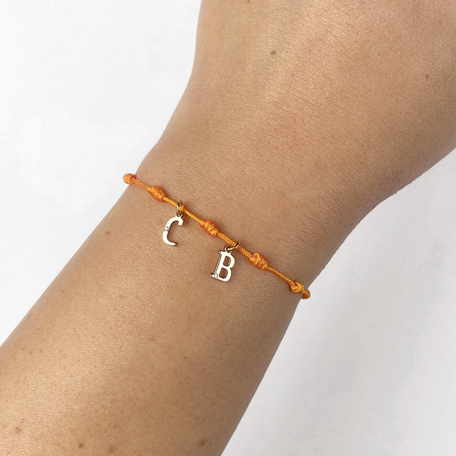 Pulsera 7 nudos 2 Iniciales y Diamante