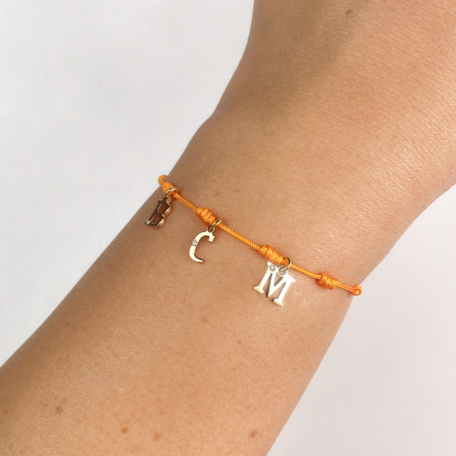Pulsera 7 nudos 3 Iniciales y Diamante