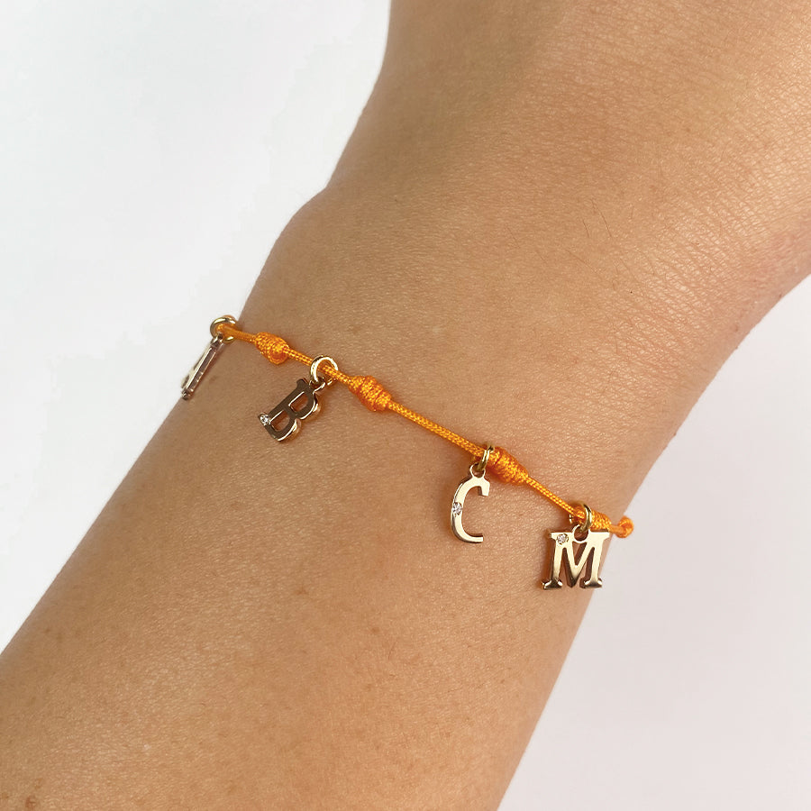Pulsera 7 nudos 4 Iniciales y Diamante