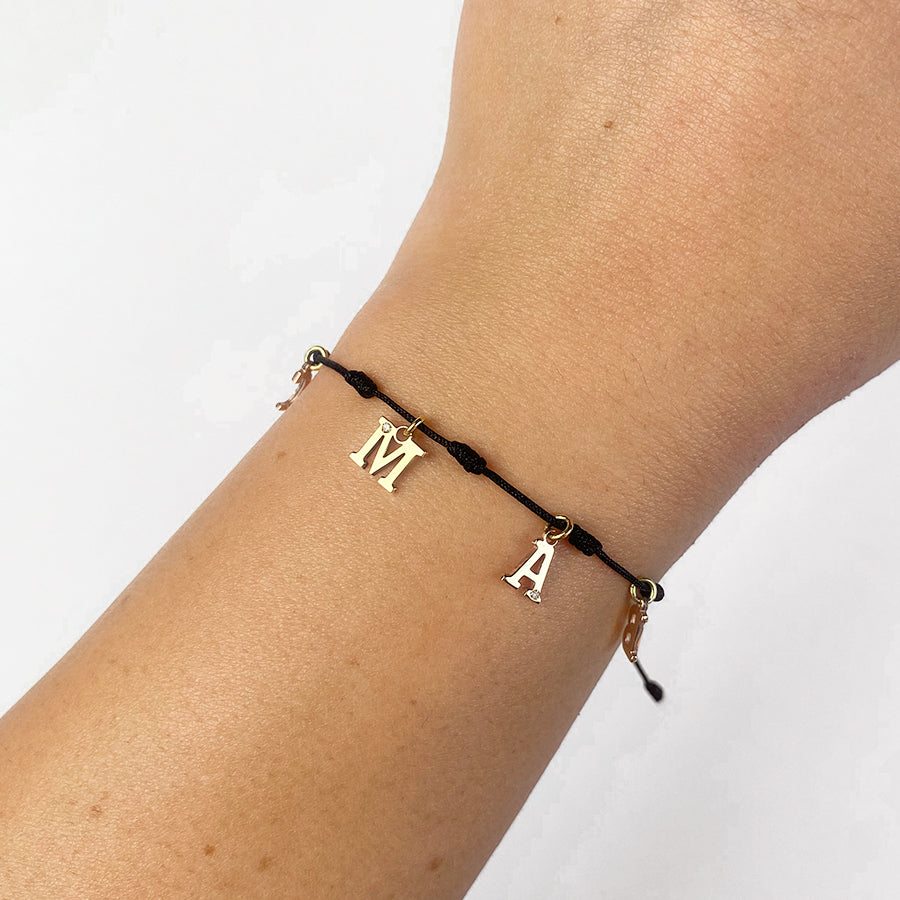 Pulsera 7 nudos 4 Iniciales y Diamante