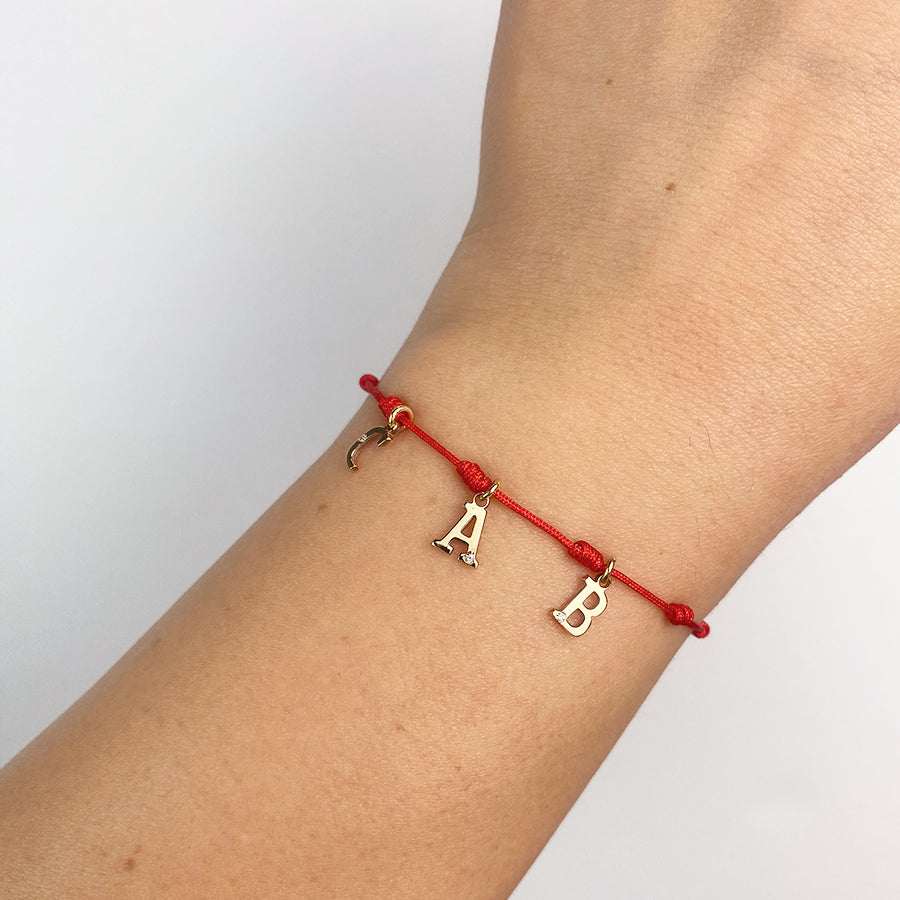 Pulsera 7 nudos 3 Iniciales y Diamante