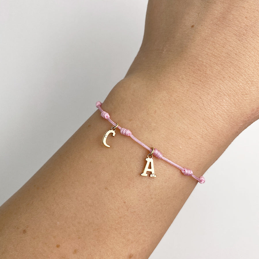 Pulsera 7 nudos 2 Iniciales y Diamante