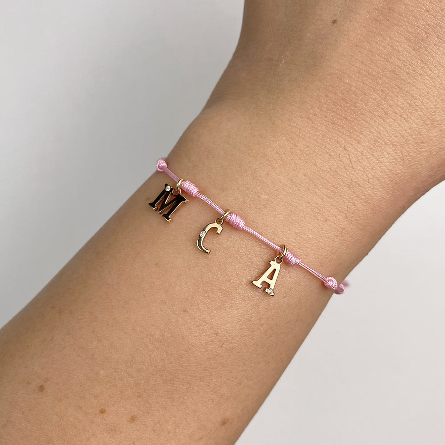 Pulsera 7 nudos 3 Iniciales y Diamante