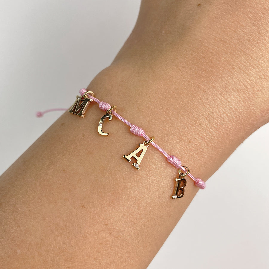 Pulsera 7 nudos 4 Iniciales y Diamante