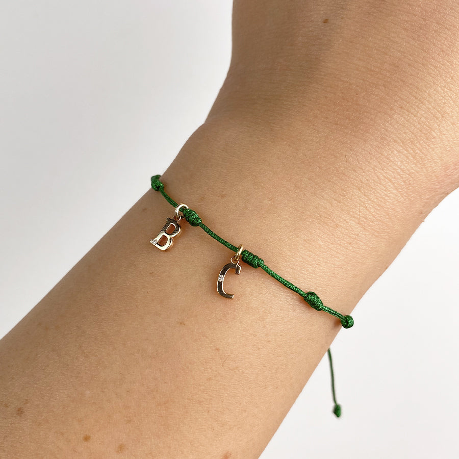 Pulsera 7 nudos 2 Iniciales y Diamante