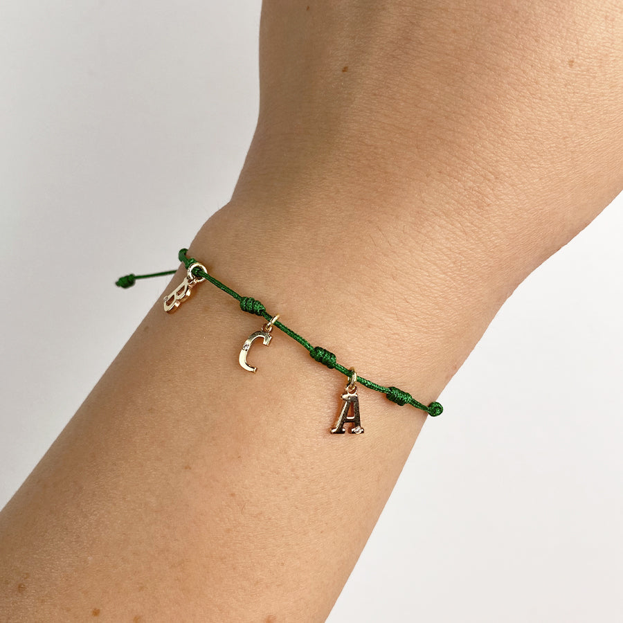 Pulsera 7 nudos 3 Iniciales y Diamante