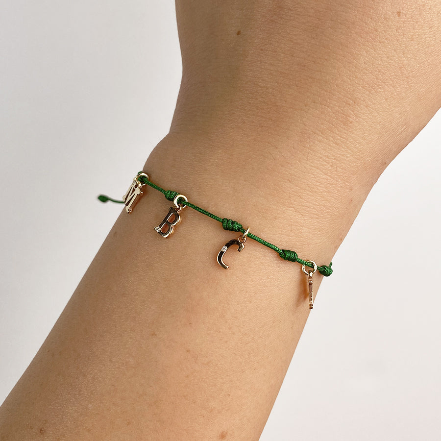 Pulsera 7 nudos 4 Iniciales y Diamante