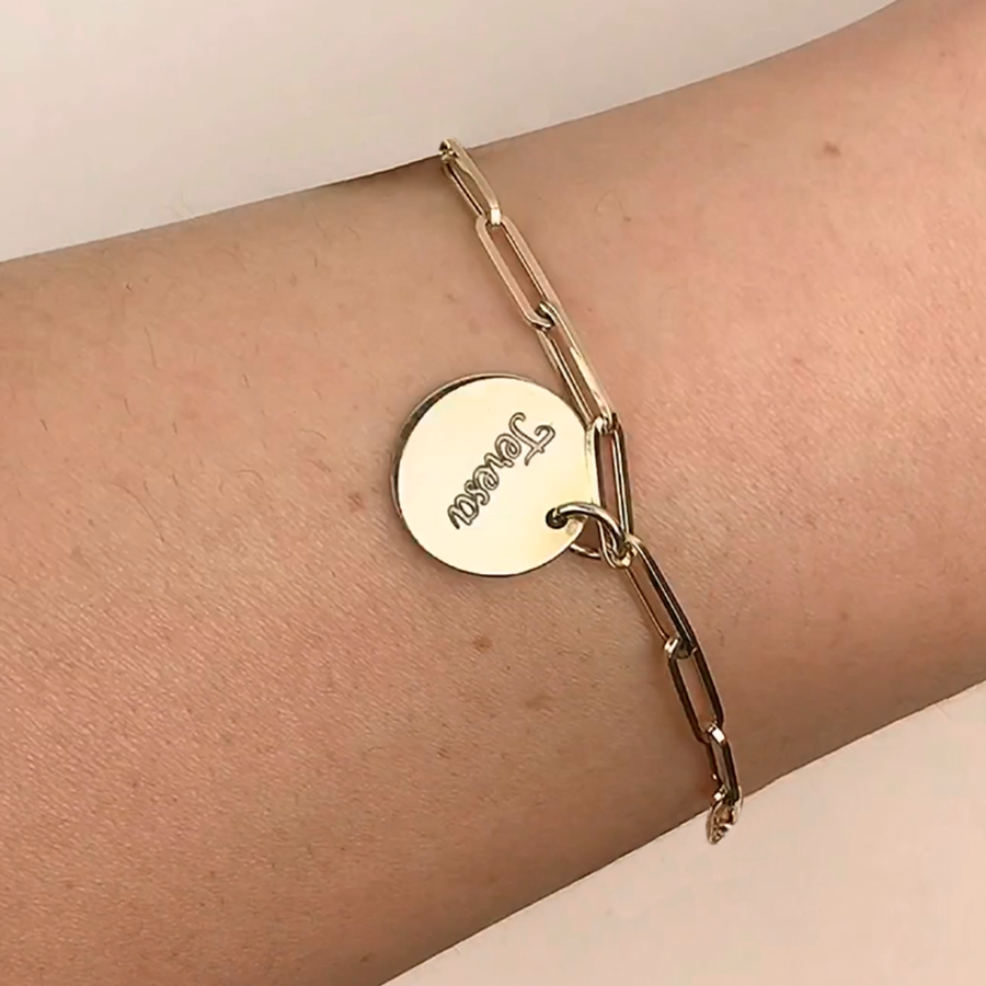 Pulsera Cadena Eslabón Medalla Oro