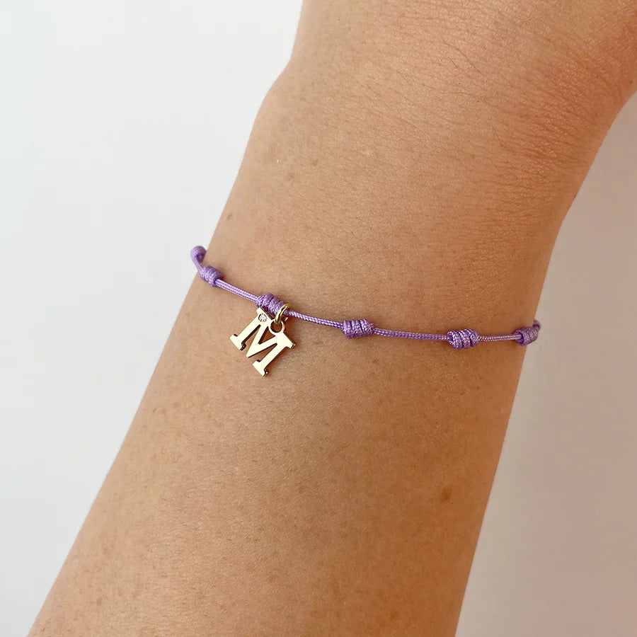 Pulsera 7 nudos con Inicial y Diamante