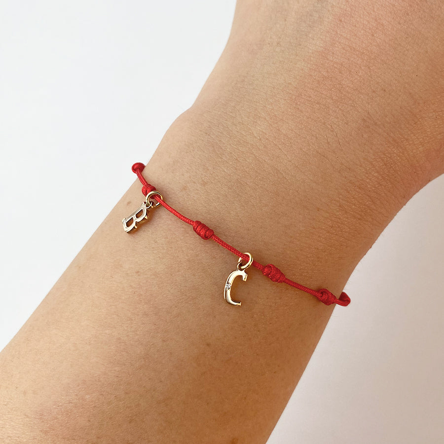 Pulsera 7 nudos 2 Iniciales y Diamante