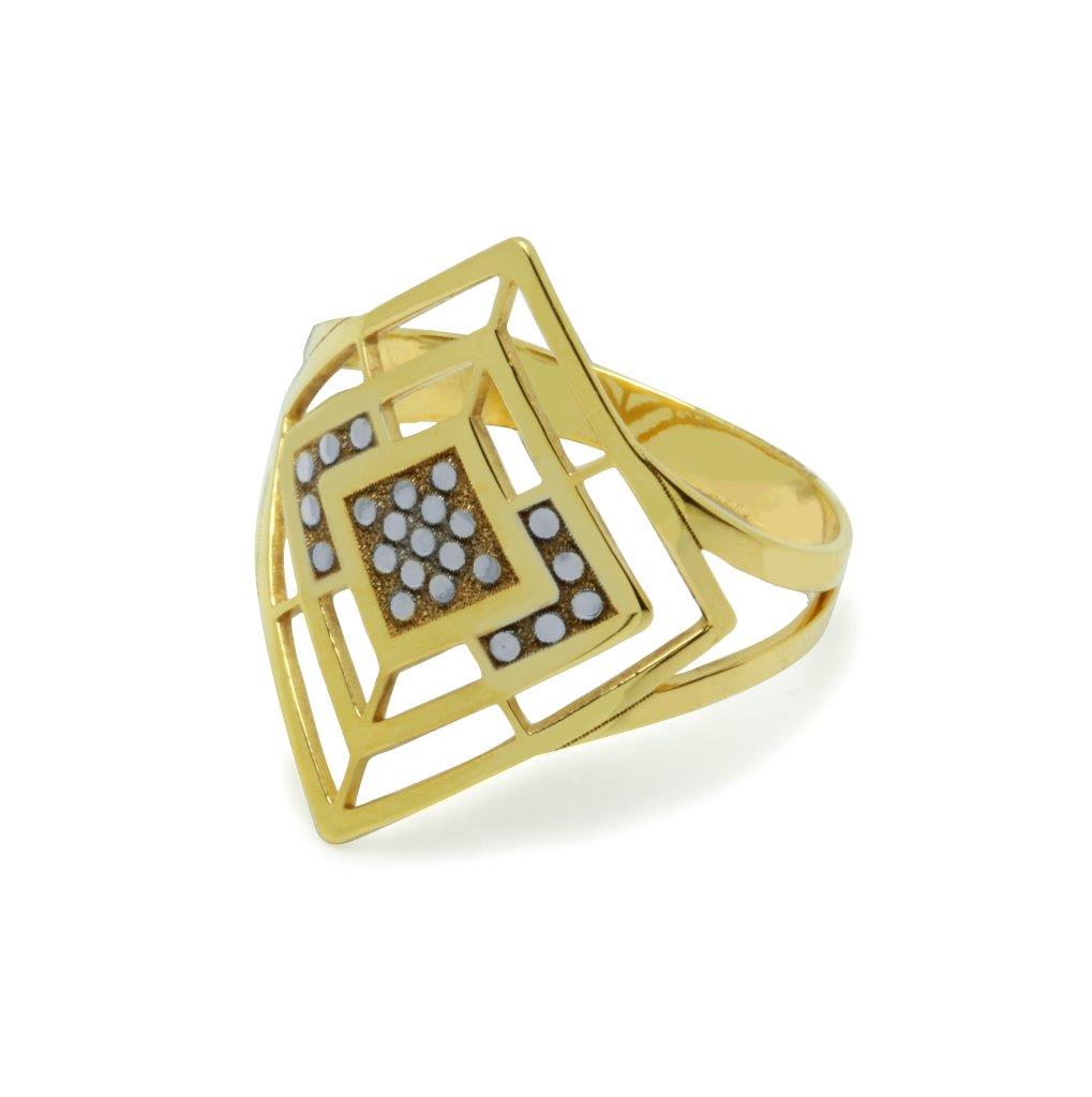 Anillo Rombo Bicolor Oro