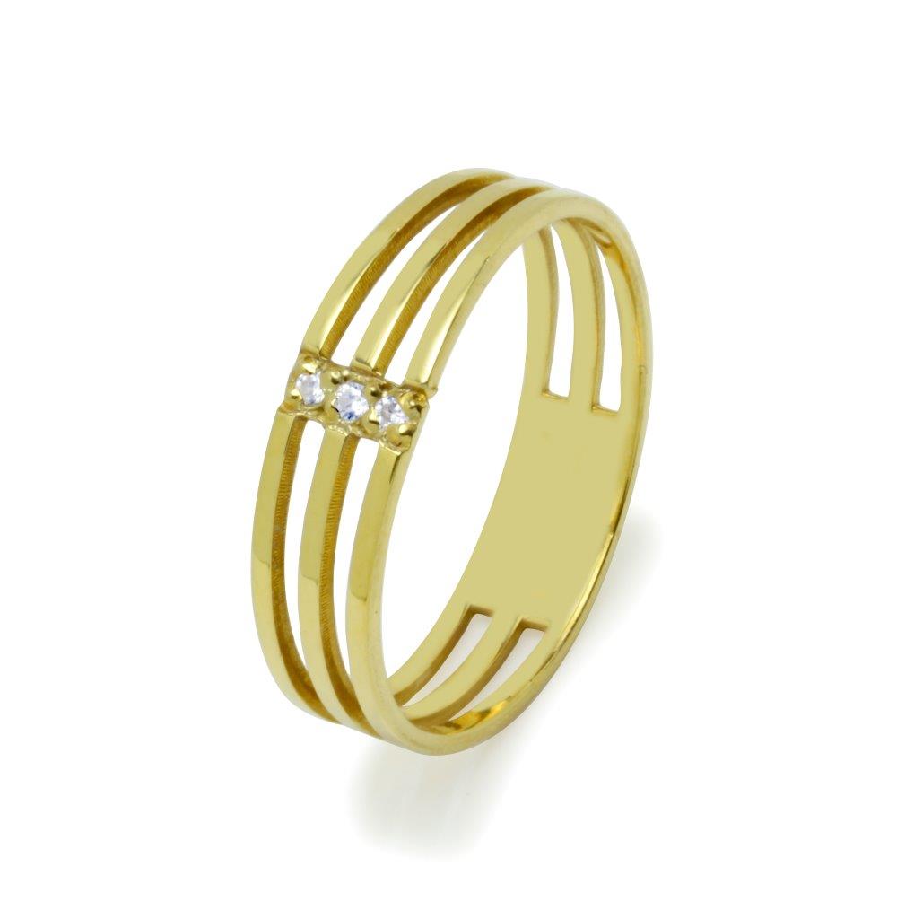 Anillo Tres Circonitas Oro