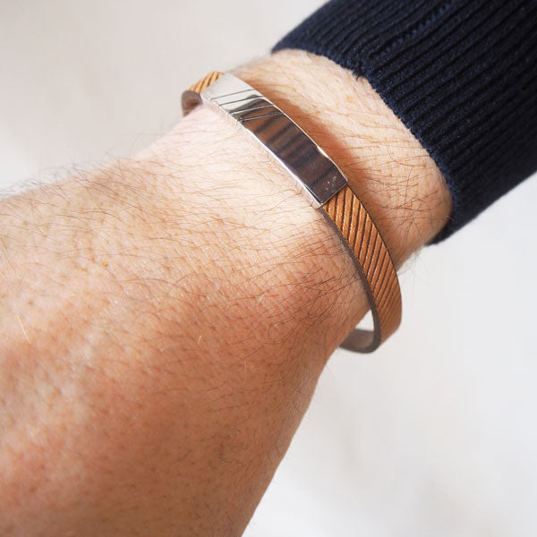 Pulsera Líneas Diagonal y Cuero Diagonales Italiano