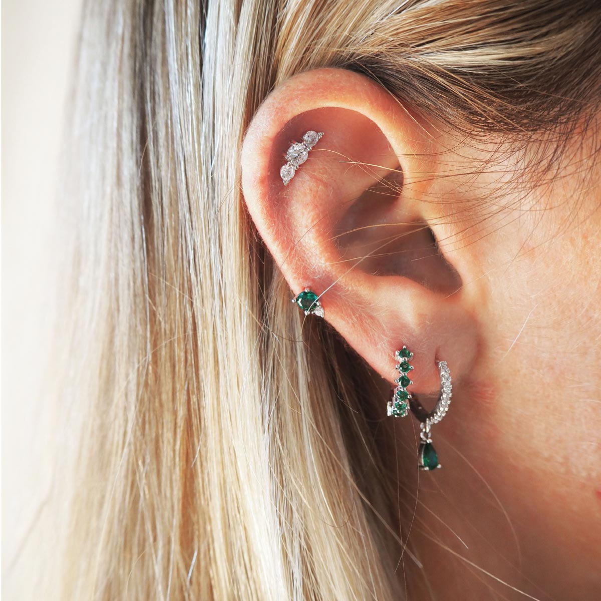 Pendientes circonitas combinadas plata