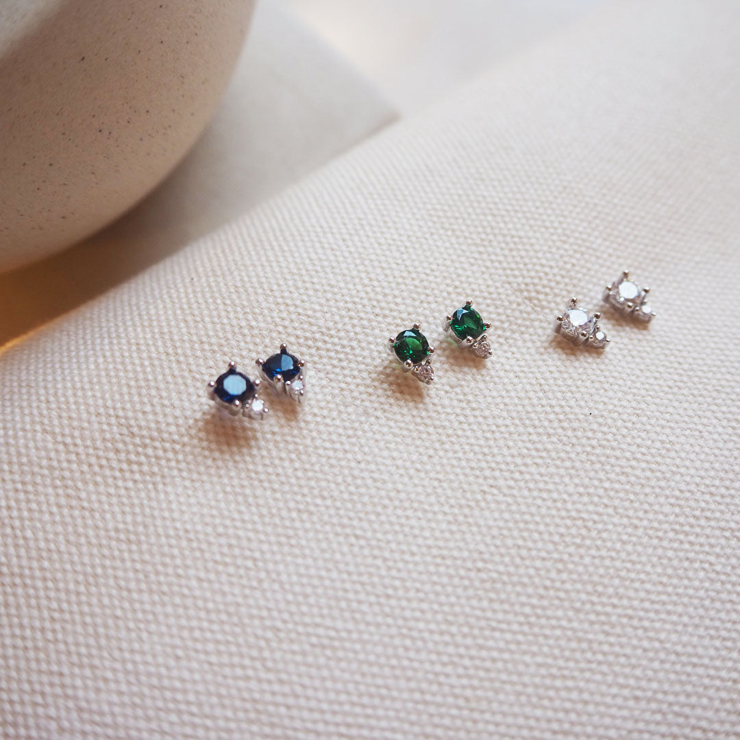 Pendientes circonitas combinadas plata