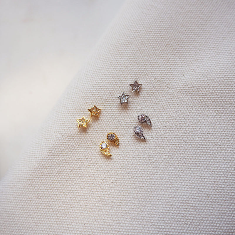 Pendientes mini estrellas plata