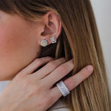 PENDIENTES EMERALD CUT AMARILLO PAVE