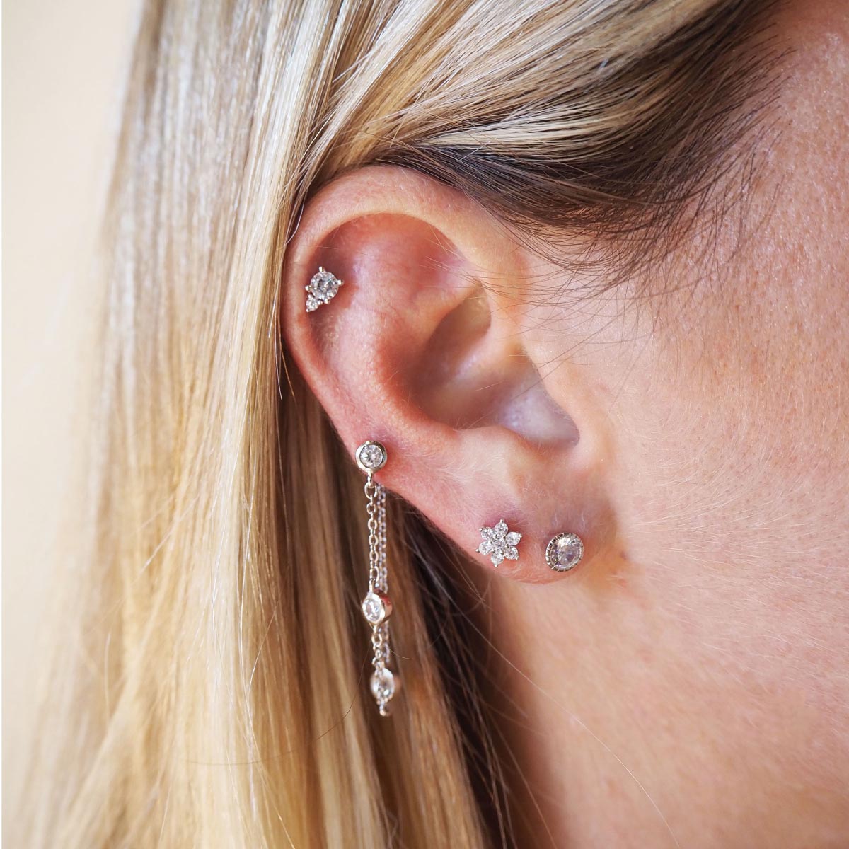 Pendientes circonitas combinadas plata